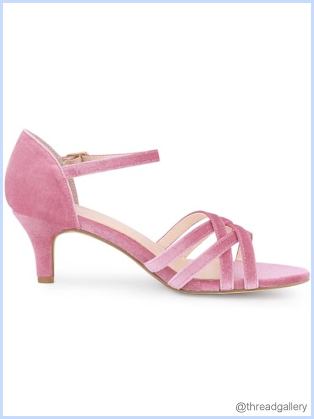 Kitten Heels Strappy Sandals Velvet Heeled Dance Shoes